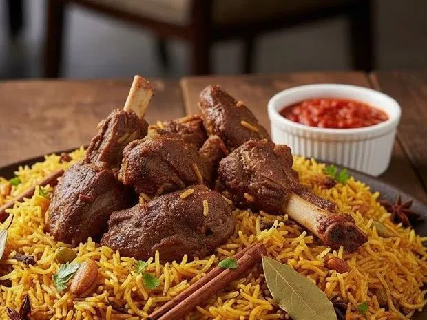 أرز متبّل مع لحم خروف طري